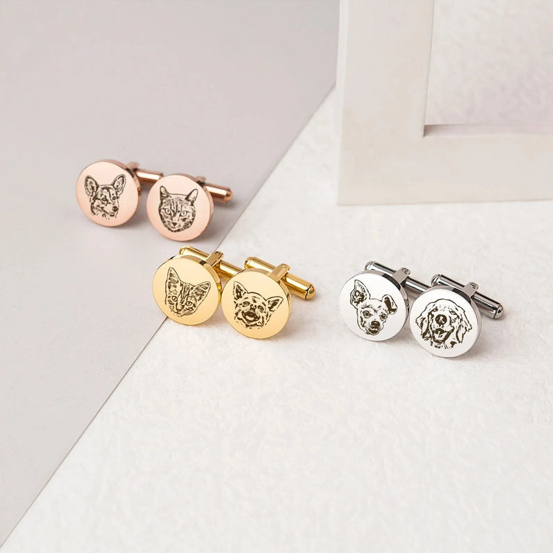 Custom Cuff Links - Pet Portrait Cufflinks - Memorial Cuff Links - Groom Gift from Bride - Personalized Gift For Him