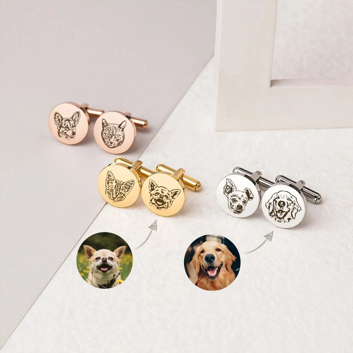 Custom Cuff Links - Pet Portrait Cufflinks - Memorial Cuff Links - Groom Gift from Bride - Personalized Gift For Him