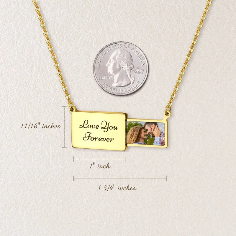 Graduation Gifts - Photo Locket Necklace- Engraved Necklace - Hidden Drawer Photo Necklace - Anniversary Gift for Her - Best Friend Gift