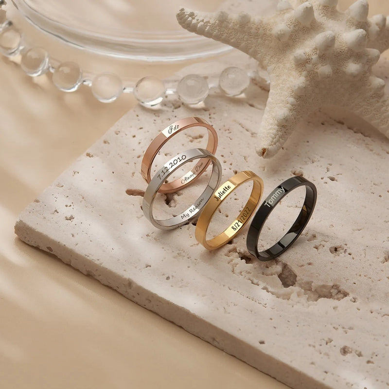 Gift for Her - Dainty Ring - Engraved Ring - Roman Numeral Ring -Inside Engraved Ring - Skinny Custom Word Ring - Minimalist Ring