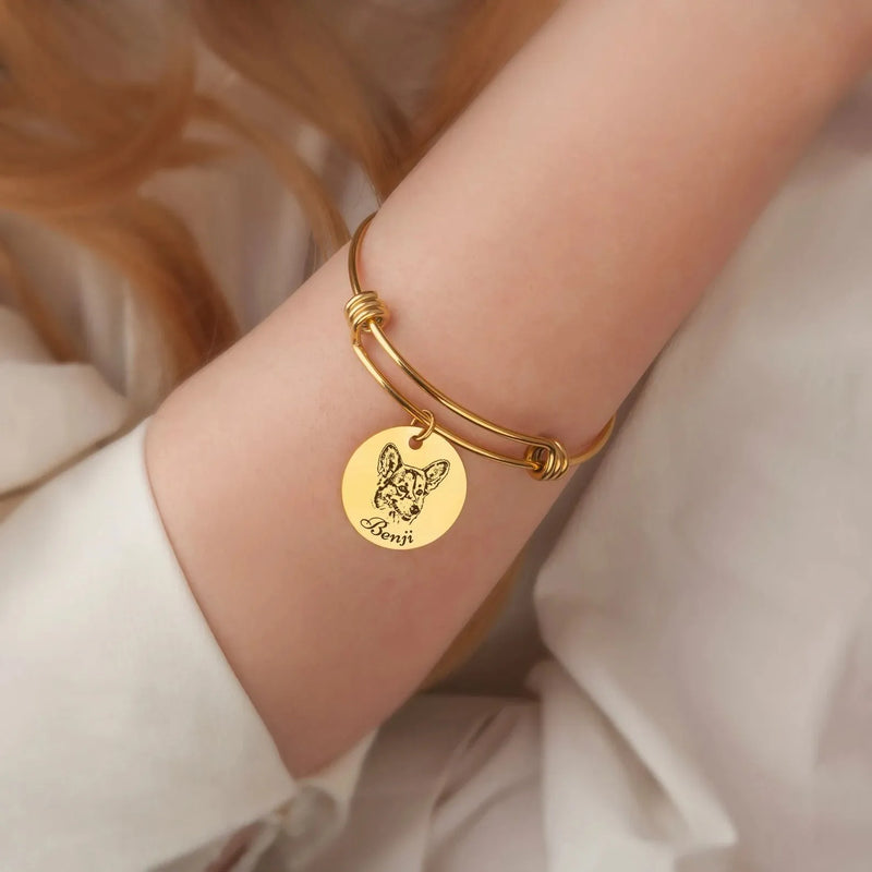 Pet Bracelet Personalized - Dog Bracelet Pet Memorial Jewelry - Pet Portrait Custom Gift for Pet Lover Pet Loss Gift