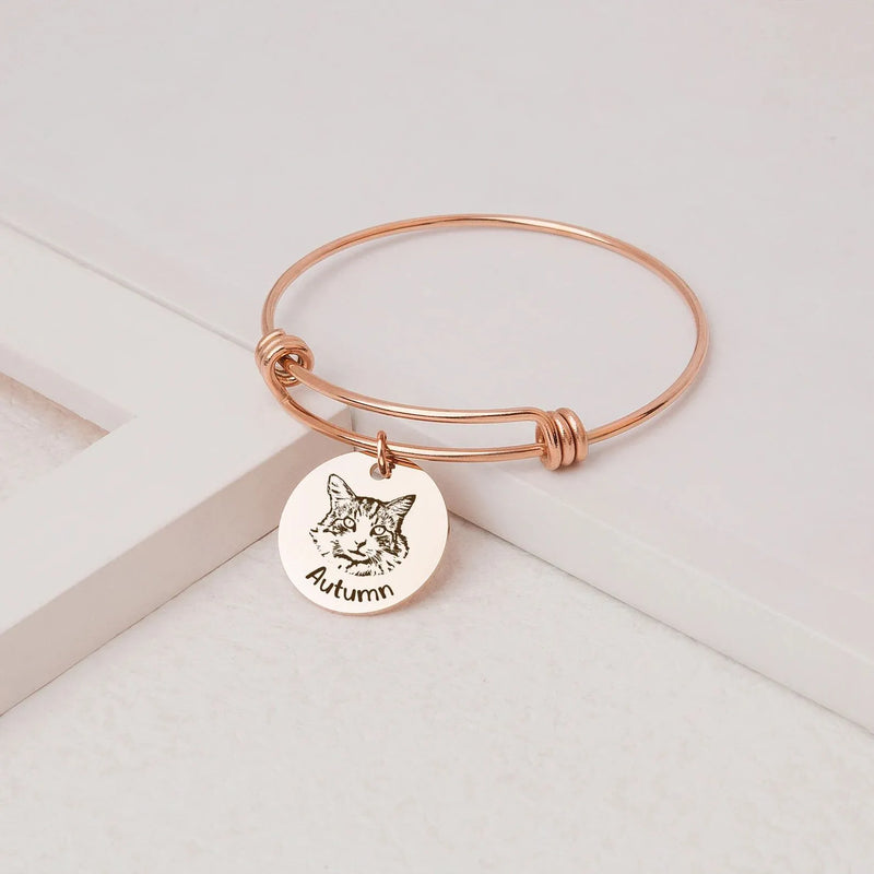Pet Bracelet Personalized - Dog Bracelet Pet Memorial Jewelry - Pet Portrait Custom Gift for Pet Lover Pet Loss Gift