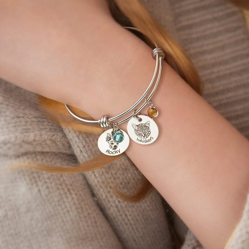 Gifts for Cat Lover - Cat Bracelet - Custom Pet Portrait Bracelet - Pet Memorial Bracelet -Pet Jewelry Grandma Gift Mothers Day Jewelry