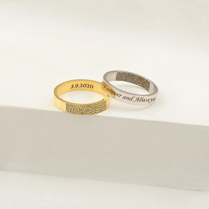 Memorial Gift - Fingerprint Ring - Engraved Ring with Actual Fingerprint - Thumb Print Memorial Jewelry Personalized - Custom Memorial Ring