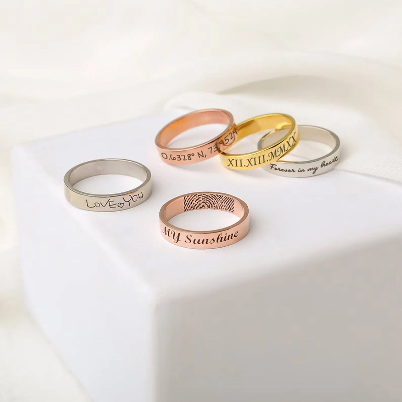 Memorial Gift - Fingerprint Ring - Engraved Ring with Actual Fingerprint - Thumb Print Memorial Jewelry Personalized - Custom Memorial Ring