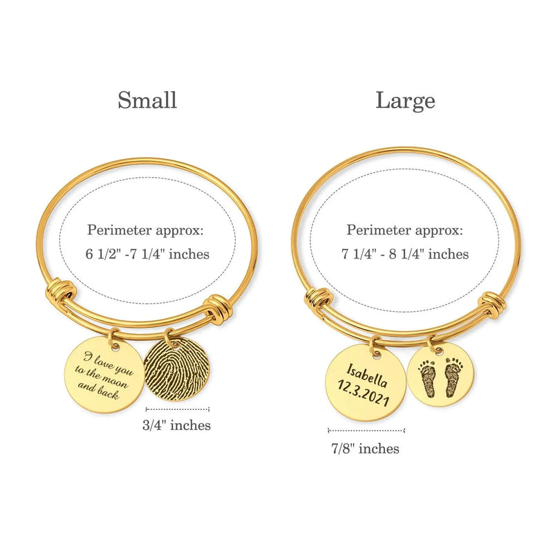 Baby Feet Jewelry Personalized - Engraved Actual Footprint Bracelet - Custom Footprint Bracelet - New Mom Bracelet First Mothers Day Gift