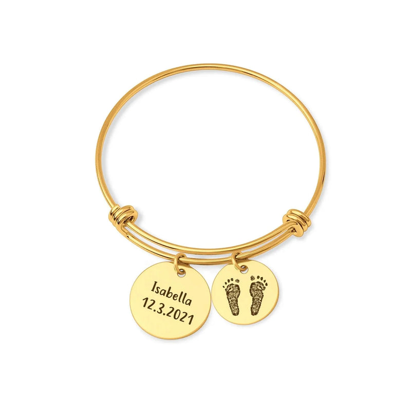 Baby Feet Jewelry Personalized - Engraved Actual Footprint Bracelet - Custom Footprint Bracelet - New Mom Bracelet First Mothers Day Gift
