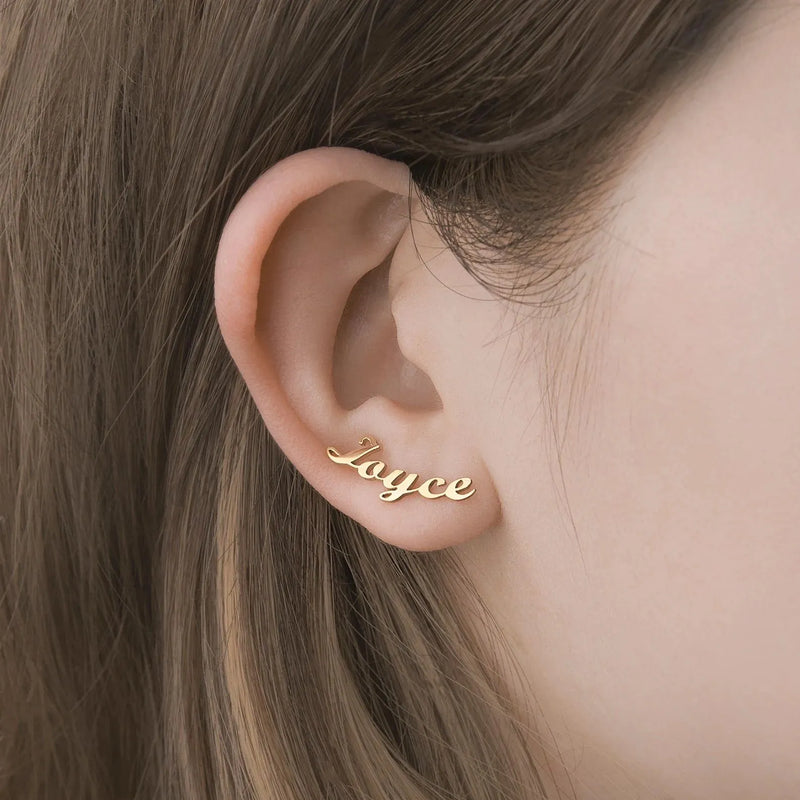 Custom Earrings Gold - Name Earrings - Minimalist Earrings - Personalized Your Name Jewelry - Stud Earring Gift For Her