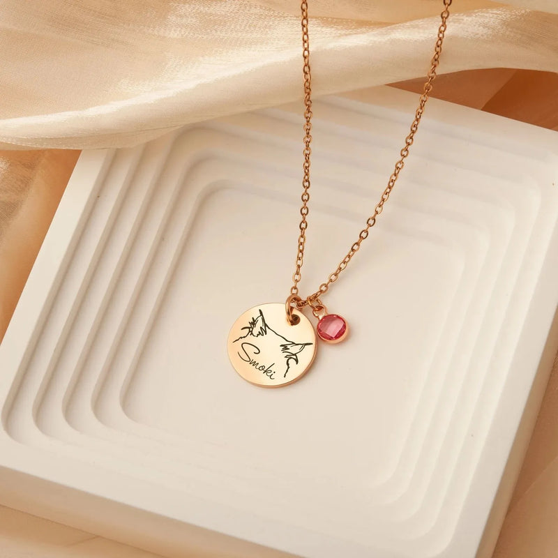Dog Name Necklace Gold - Engraved Dog Ear Necklace - Pet Necklace Gift for Pet Lovers - Dog Breed Necklace Corgi, Husky, Chihuahua, Pibull