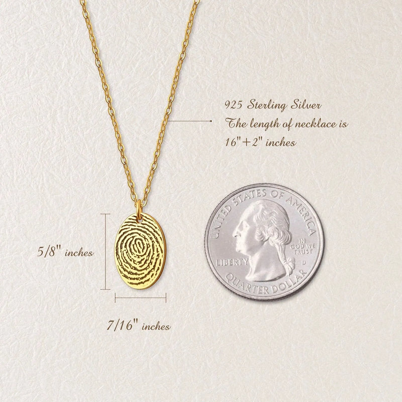 Fingerprint Handwriting Necklace in Sterling Silver - Memorial Fingerprint Jewelry Handwriting Necklace - Memorial Gift - Nana Gifts