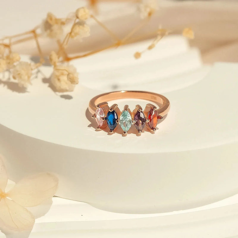 Mothers Ring with Birthstone 2, 3, 4 , 5 Stones - Custom Multi-stone Rings - Family Birthstone Ring Grandmother Ring - Mothers Day Gifts