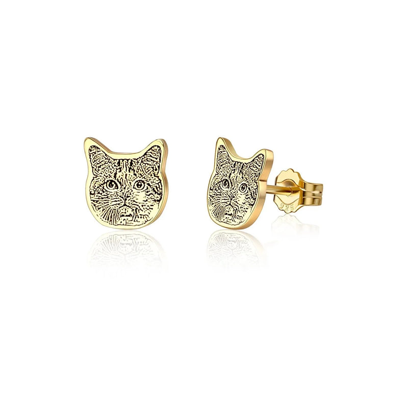 Custom Pet Earrings Hypoallergenic - Pet Face Earrings - Personalized Cat Dog Portrait Earrings in 925 Sterling Silver - Gift for Pet Mom