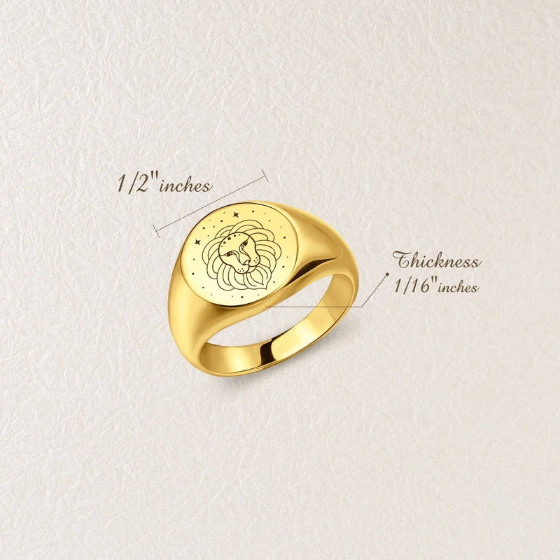 Zodiac Ring - Signet Ring Men - Zodiac Signet Ring in Silver, Gold, Rose Gold - Scorpio Ring Personalized Birthday Gift for Boyfriend