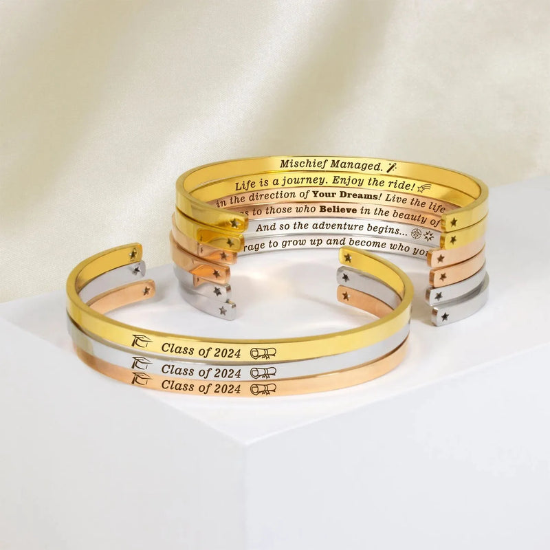 Graduation Gifts for Her - Graduation Gift Bracelet Class of 2024 - College Graduation Gift Cuff Bracelet - Graduation Bracelet