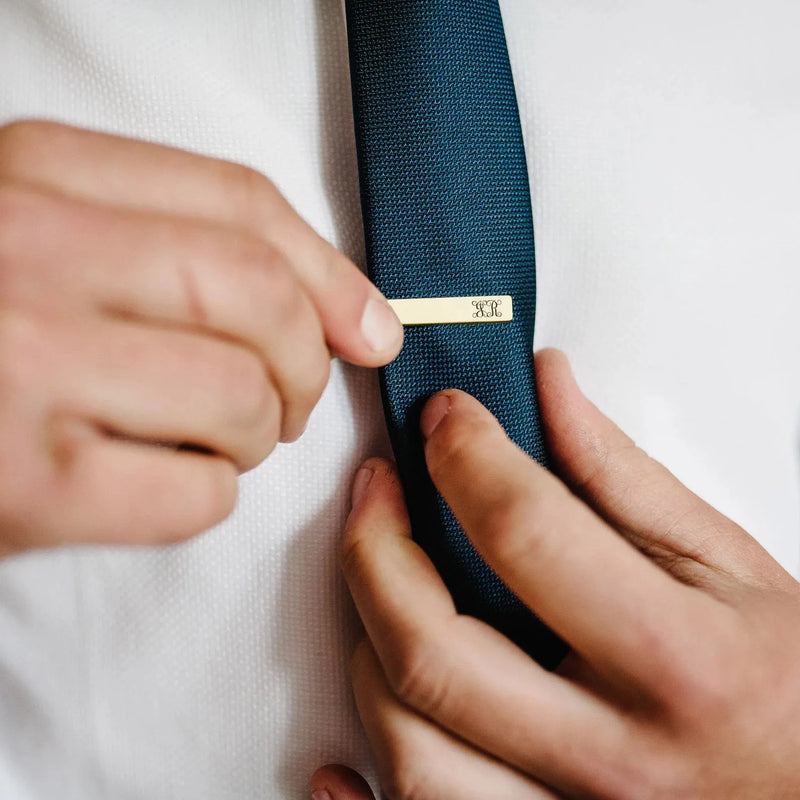Personalized Name Tie Clip and Cufflink Set - Wedding Gift Tie Clip and Cufflink Set - Monogram Tie Clip With Initial