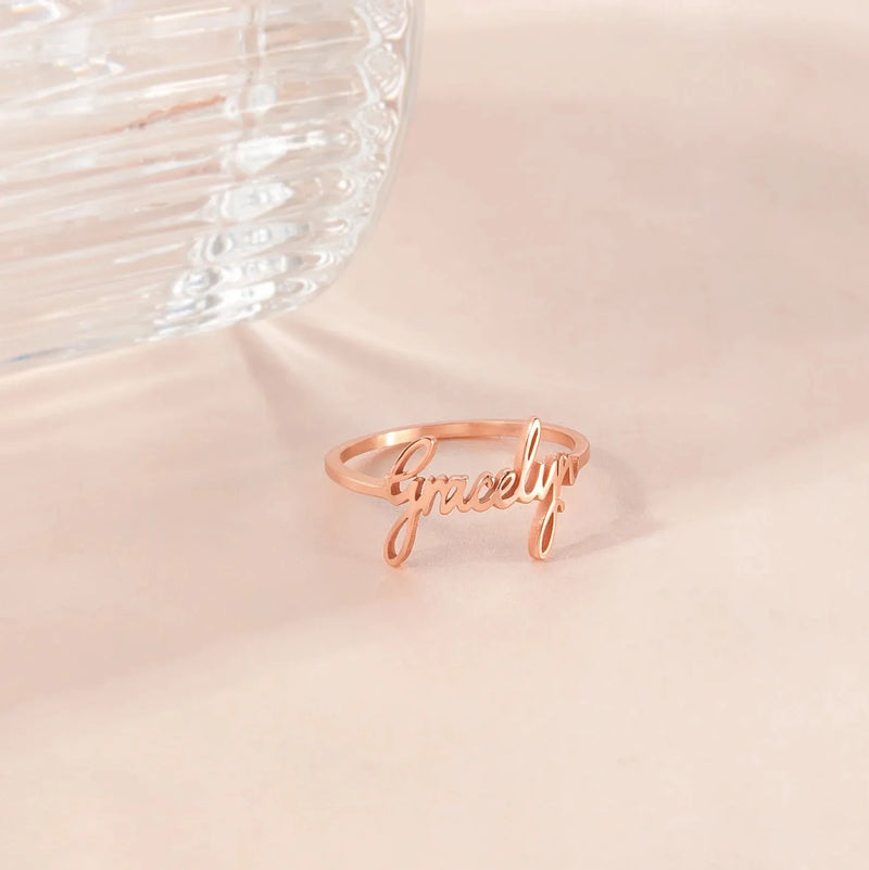 New Mom Gift - Custom Baby Name Ring Sterling Silver - Dainty Name Ring - Personalized Ring - Mothers Day Jewelry Gift For Mom