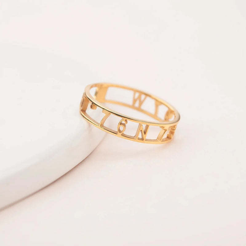 Personalized Ring - 925 Sterling Silver Ring - Cutout Date Rings - Roman Numerals Ring Minimalist Jewelry - Gifts for Sister