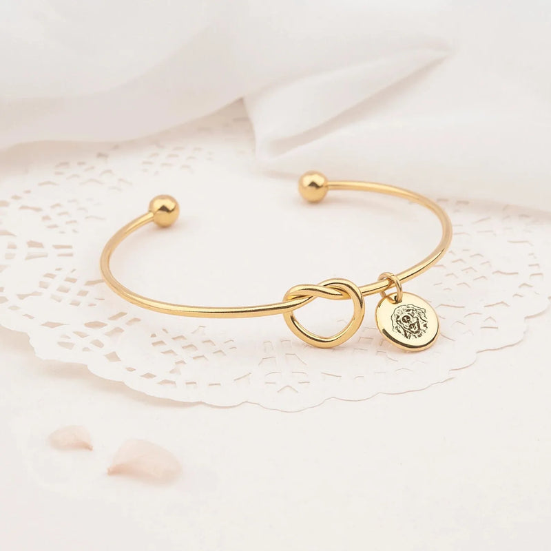 Pet Portrait Bracelet Custom - Pet Bracelet Memorial - Pet Knot Bracelet With Charms - Pet Lover Gift - Birthday Gifts for Daughter
