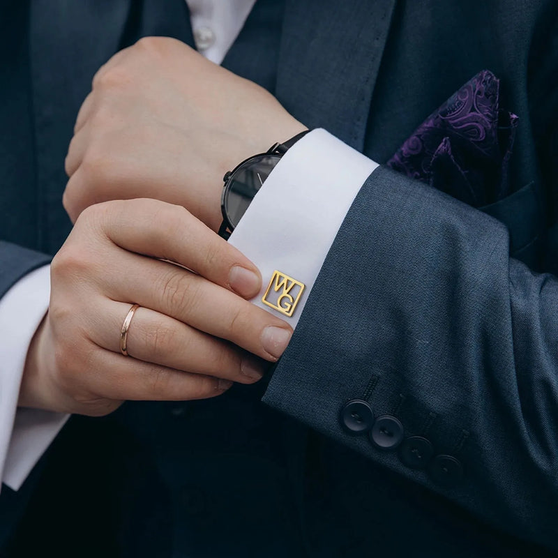 Custom Initial Cufflinks for Men - Name Cufflinks - Stainless Steel Cufflinks - Personalized Cufflinks for Him - Gift For Dad