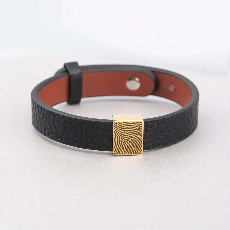 Fingerprint Bracelet Leather - Memorial Bracelet Personalized - Genuine Leather Bracelet - Fingerprint Jewelry - Unique Fathers Day Gifts