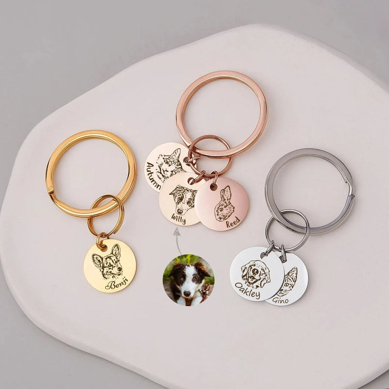 Personalized Dog Keychain - Custom Dog Portrait Keychain - Pet Keychain Dog Memorial Keychain - Husband Fathers Day Gift from Wife - Dog Dad