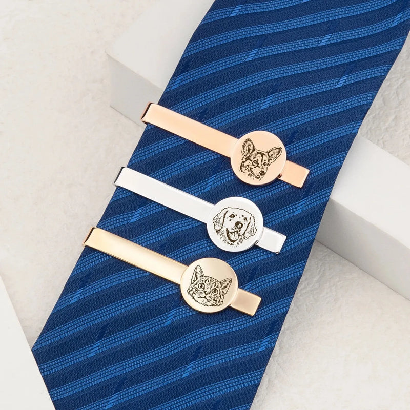 Wedding Gift for Groom - Dog Tie clip - Custom Tie Clip - Tie Clip Personalize Pet Portrait -Engraved Tie Bar -Logo Tie Clip
