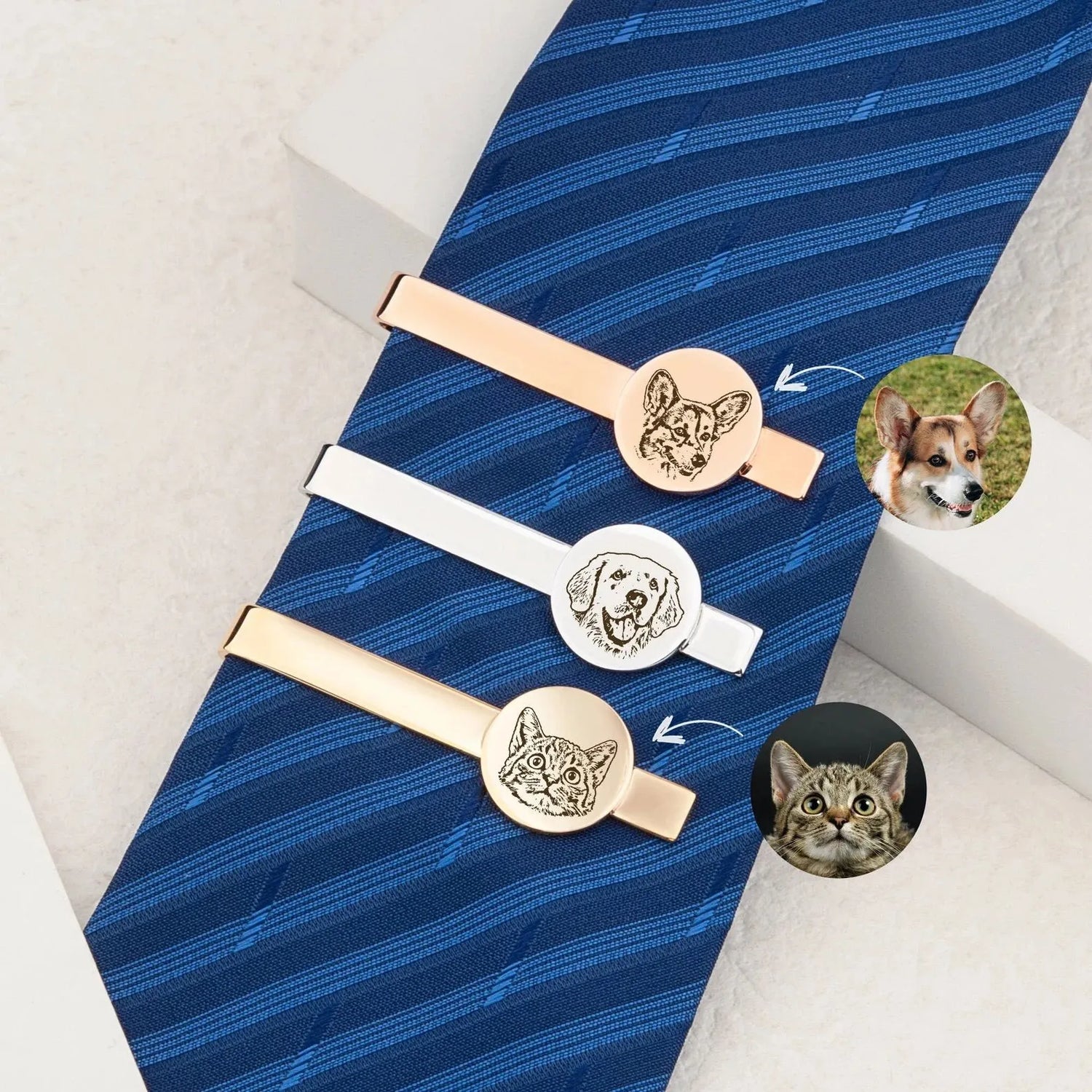 Wedding Gift for Groom - Dog Tie clip - Custom Tie Clip - Tie Clip Personalize Pet Portrait -Engraved Tie Bar -Logo Tie Clip