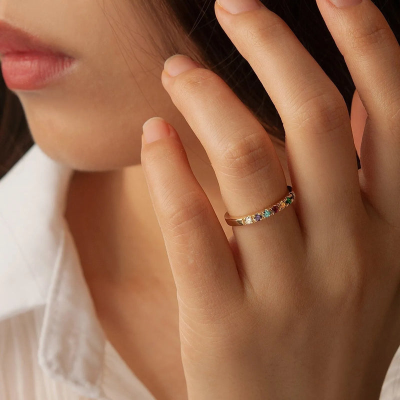 Rings for Women - Birthstone Ring Gold - Dainty Birthstone Ring - Family Birthstone Mothers Ring - Personalized Mothers Day Gifts