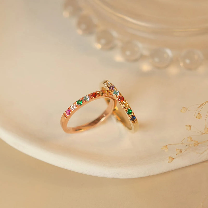 Rings for Women - Birthstone Ring Gold - Dainty Birthstone Ring - Family Birthstone Mothers Ring - Personalized Mothers Day Gifts