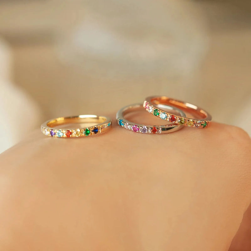 Birthstone Ring for Mom- Birth Stone Ring Stackable Rings - 925 Sterling Silver Minimalist Ring - Custom Family Birthstone Ring Mom Gift