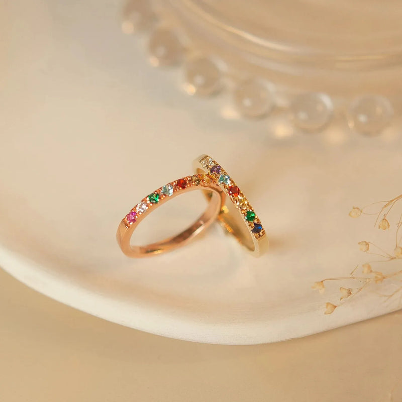 Birthstone Ring for Mom- Birth Stone Ring Stackable Rings - 925 Sterling Silver Minimalist Ring - Custom Family Birthstone Ring Mom Gift
