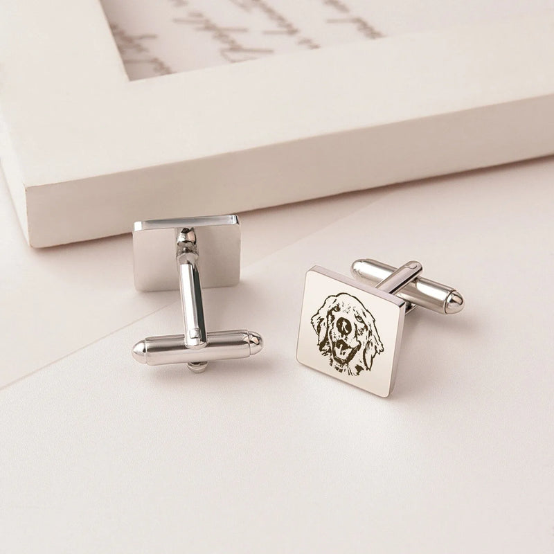 Dog Cuff Links - Custom Cufflinks Pet - Pet Portrait Cufflinks - Mens Cufflinks Square - Personalized Gift For Him Pet Cufflinks