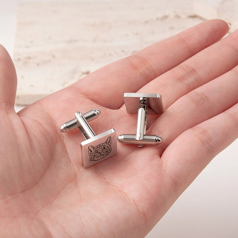 Dog Cuff Links - Custom Cufflinks Pet - Pet Portrait Cufflinks - Mens Cufflinks Square - Personalized Gift For Him Pet Cufflinks