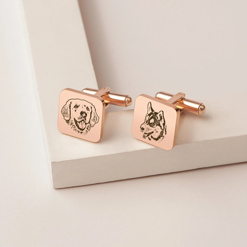 Dog Cuff Links - Custom Cufflinks Pet - Pet Portrait Cufflinks - Mens Cufflinks Square - Personalized Gift For Him Pet Cufflinks
