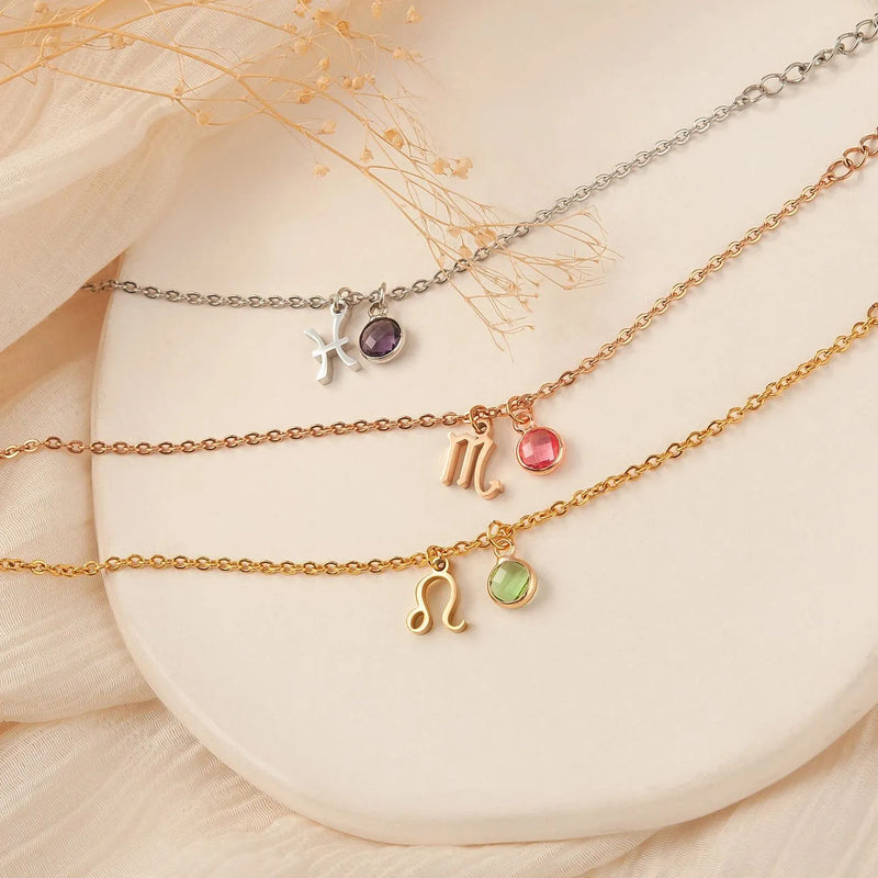 Best Friend Gift • Zodiac Bracelet Gold • Personalized Birthstone Bracelet Zodiac Constellation • Pisces Bracelet • Aquarius Jewelry