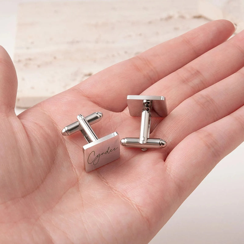 Mens Memorial Gift - Fingerprint Cufflinks - Engraved Cufflinks Actual Signature - Handwriting Cufflinks - Personalized Gifts