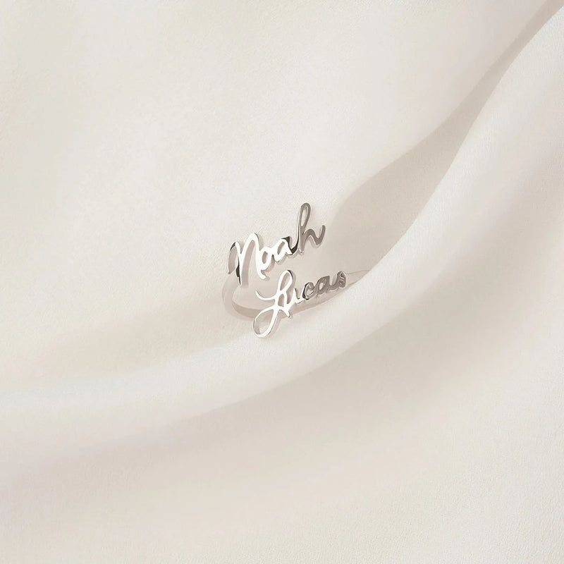 Double Name Ring Sterling Silver - Custom Name Ring - Two Name Ring - Mom and Daughter Name Jewelry - Mothers Day Gift For Mom From Daughter