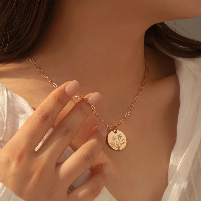 Mothers Day Necklace Handmade Jewelry • Combined Bouquet Flower Necklace • Personalized Necklace Engraved 2, 3, 4, 5 flowers • Gifts For Mom