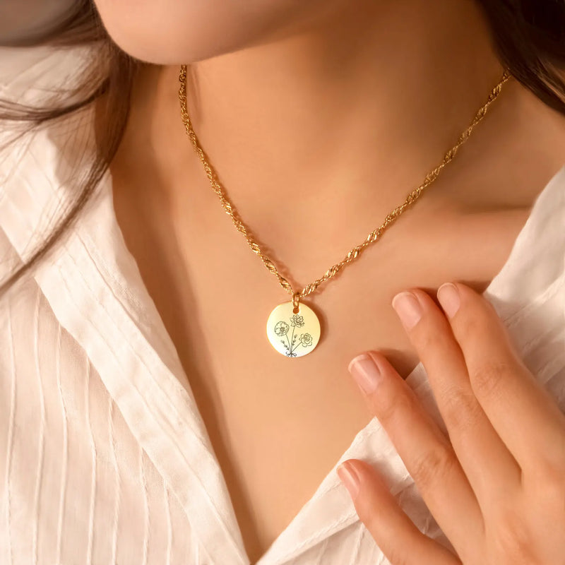 Mothers Day Necklace Handmade Jewelry • Combined Bouquet Flower Necklace • Personalized Necklace Engraved 2, 3, 4, 5 flowers • Gifts For Mom