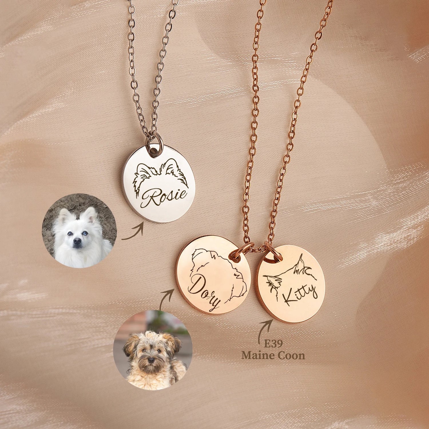 Dog Ear Name Necklace - Custom Actual Pet Ear Necklace - Dog Name Necklace - Pet Memorial Jewelry - Personalized Pet Jewelry for Women
