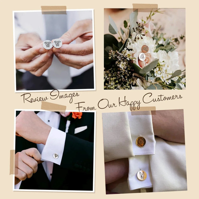 Custom Cuff Links - Pet Portrait Cufflinks - Memorial Cuff Links - Groom Gift from Bride - Personalized Gift For Him