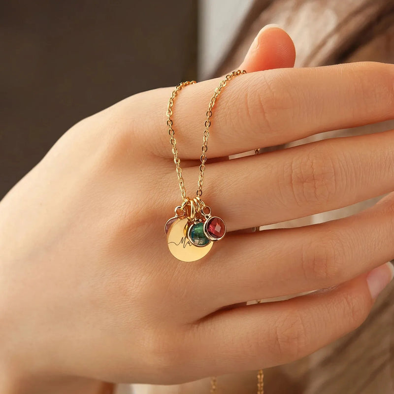 Mama Necklace Gold - Personalized Birthstone Name Necklace - Monogram Mother Name Gift - Handmade Engraved Necklace Mothers Day Gifts