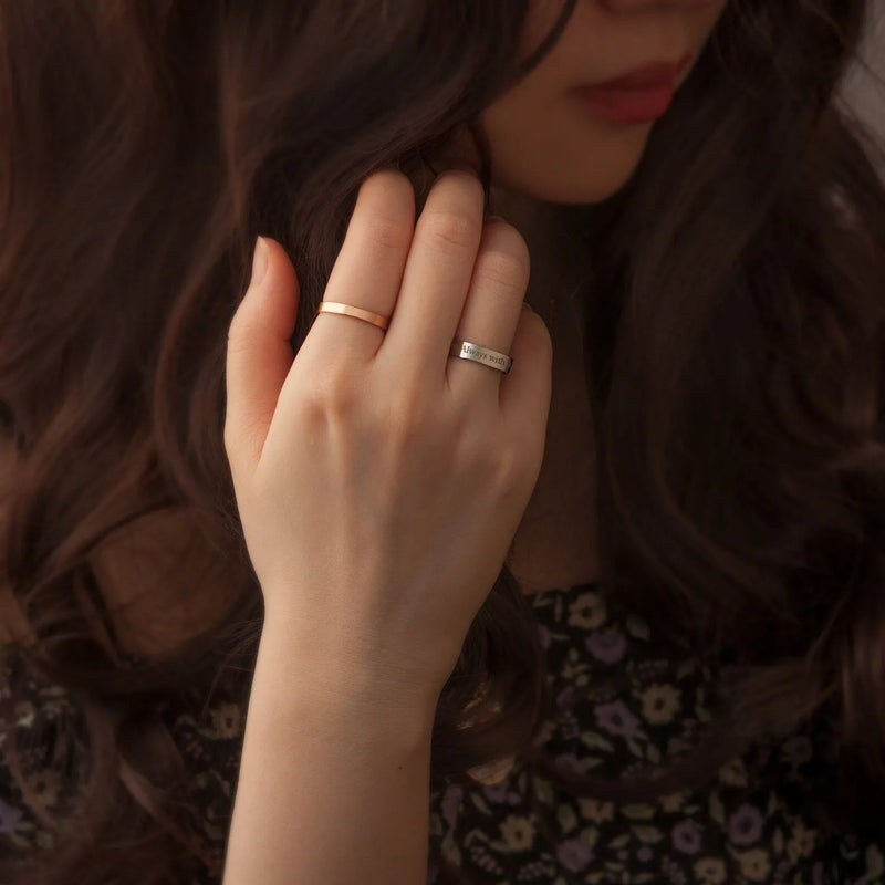 Gift for Her - Dainty Ring - Engraved Ring - Roman Numeral Ring -Inside Engraved Ring - Skinny Custom Word Ring - Minimalist Ring