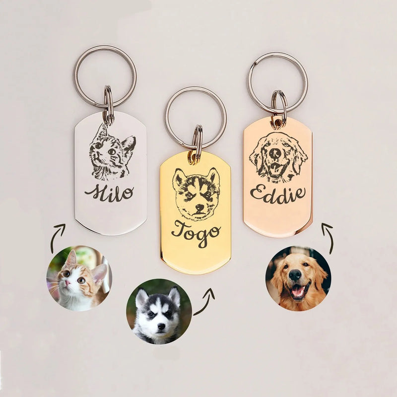 Pet Portrait Keychain - Custom Pet Portrait - Dog Keychain Engraved from Actual Photo - Pet Photo Keychain - Dog Dad Gift Fathers Day