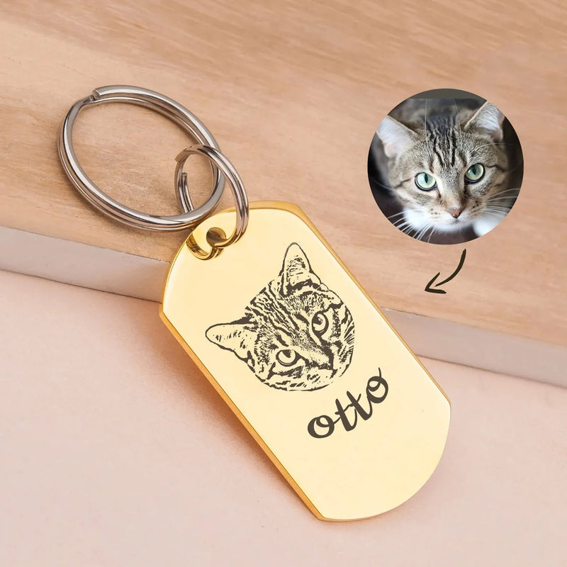 Pet Portrait Keychain - Custom Pet Portrait - Dog Keychain Engraved from Actual Photo - Pet Photo Keychain - Dog Dad Gift Fathers Day