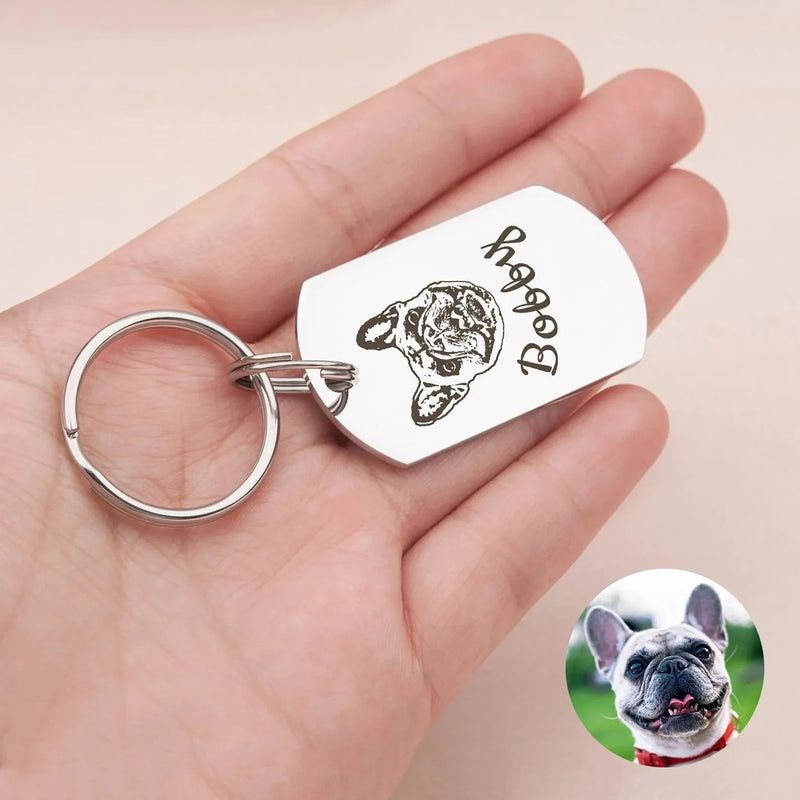 Pet Portrait Keychain - Custom Pet Portrait - Dog Keychain Engraved from Actual Photo - Pet Photo Keychain - Dog Dad Gift Fathers Day