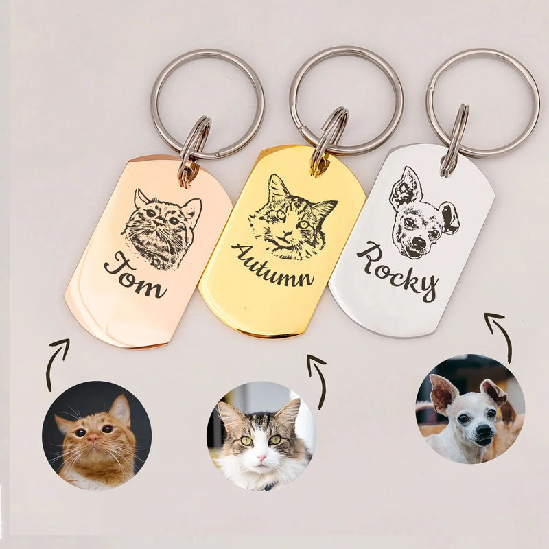 Pet Portrait Keychain - Custom Pet Portrait - Dog Keychain Engraved from Actual Photo - Pet Photo Keychain - Dog Dad Gift Fathers Day