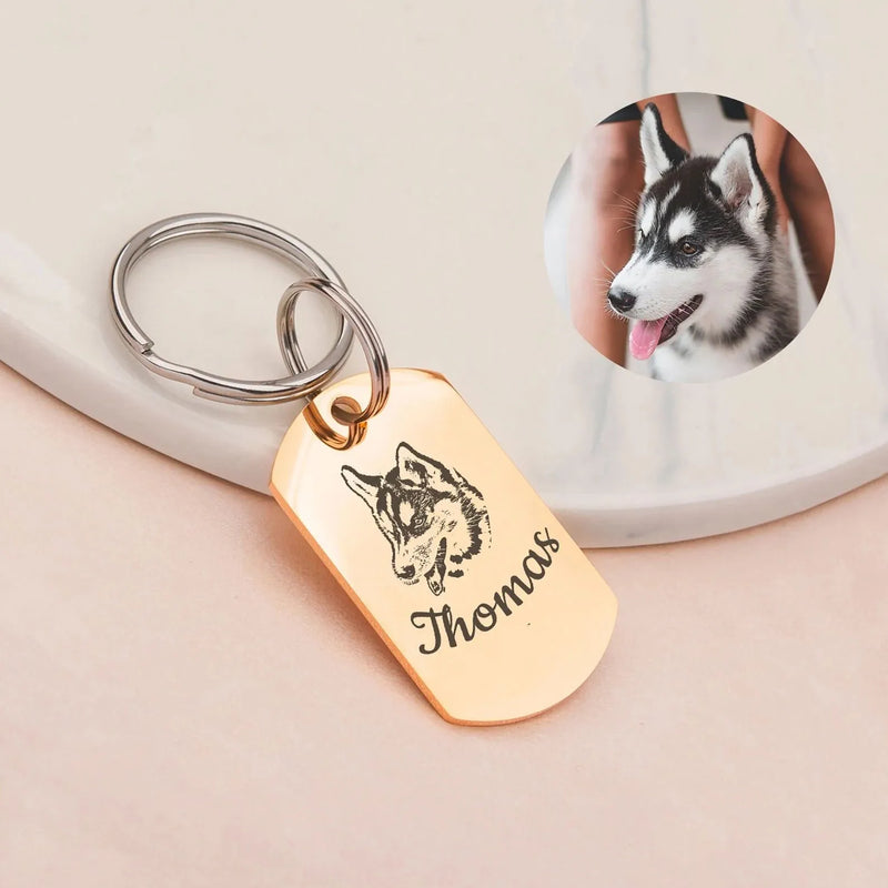 Pet Portrait Keychain - Custom Pet Portrait - Dog Keychain Engraved from Actual Photo - Pet Photo Keychain - Dog Dad Gift Fathers Day