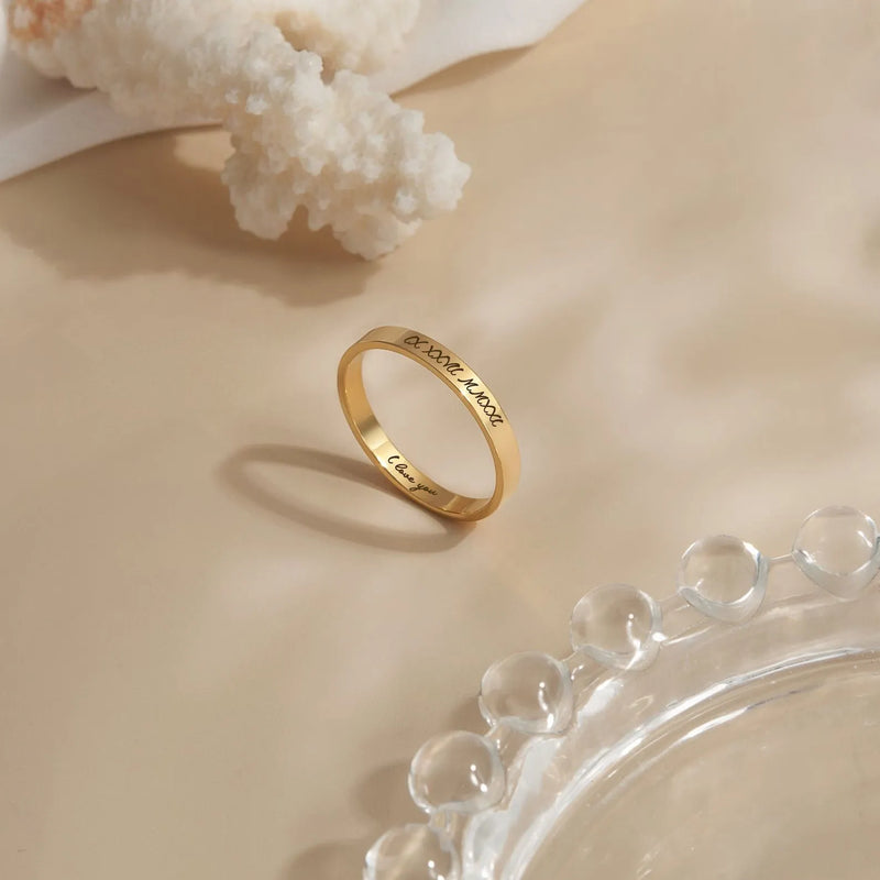 Gift for Her - Dainty Ring - Engraved Ring - Roman Numeral Ring -Inside Engraved Ring - Skinny Custom Word Ring - Minimalist Ring