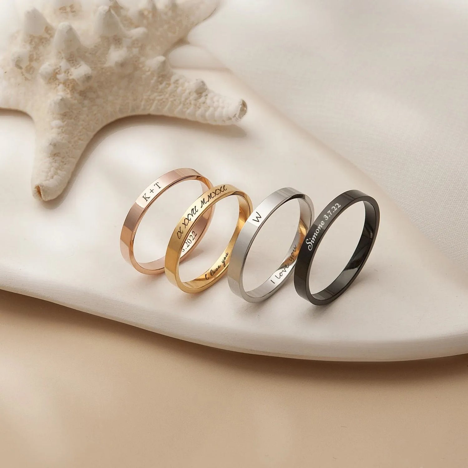 Gift for Her - Dainty Ring - Engraved Ring - Roman Numeral Ring -Inside Engraved Ring - Skinny Custom Word Ring - Minimalist Ring